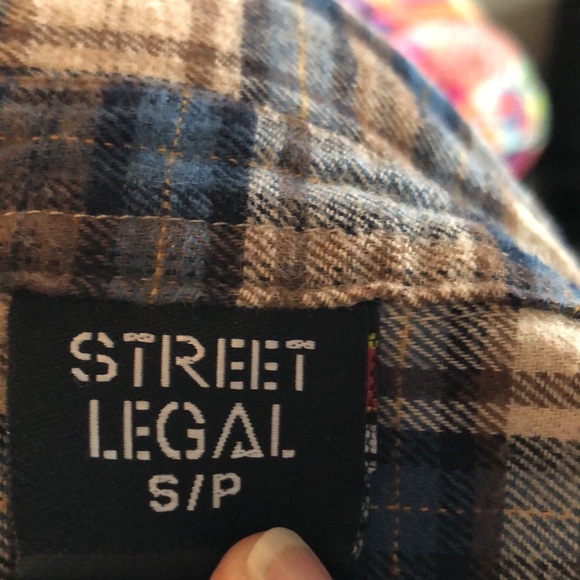 Street Legal Flannel Shirt. Size small. Brown , blue , ivory plaid - Picture 6 of 7